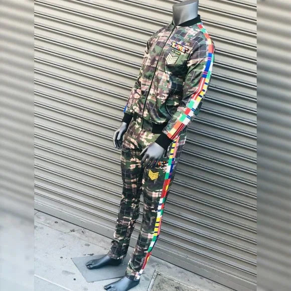 Men's Hudson Green Military Camouflage Fashion Tracksuit